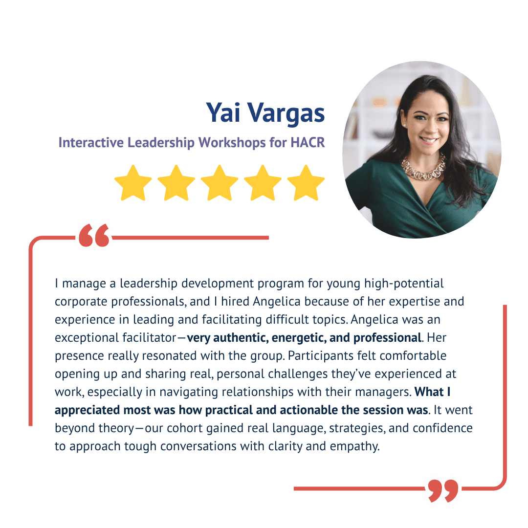 Yai Vargas — interactive leadership workshop for HACR testimonial